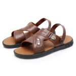 Leather Soled Men's Sandals Beach Holiday Slippers-BS01555-Veeddydropshipping